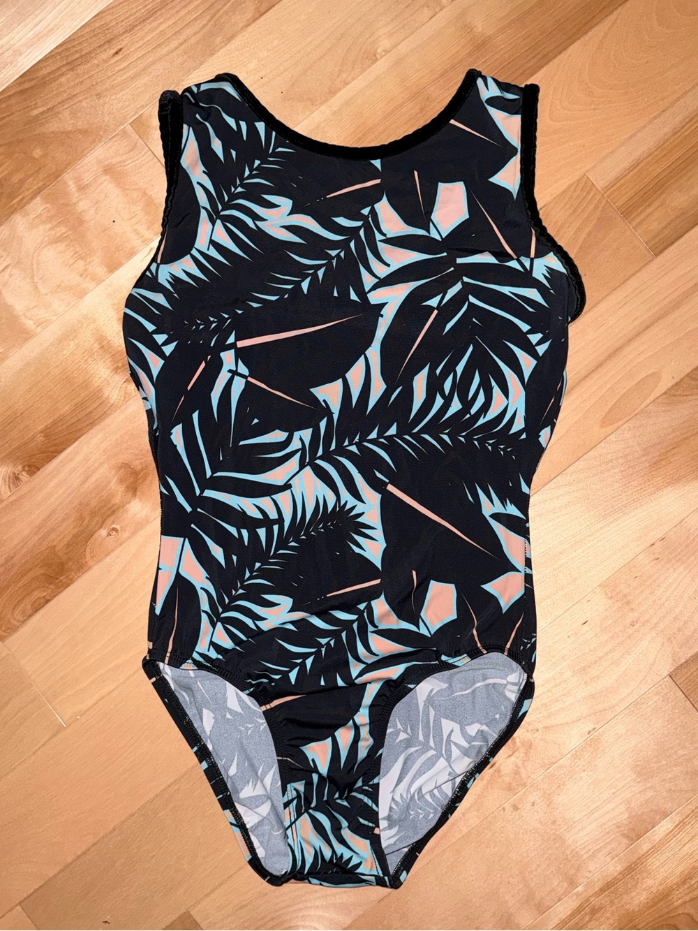 Rebecca’s Mom Leotard  - Black with Teal & Peach Accents AS/AM (no tag)  EUC